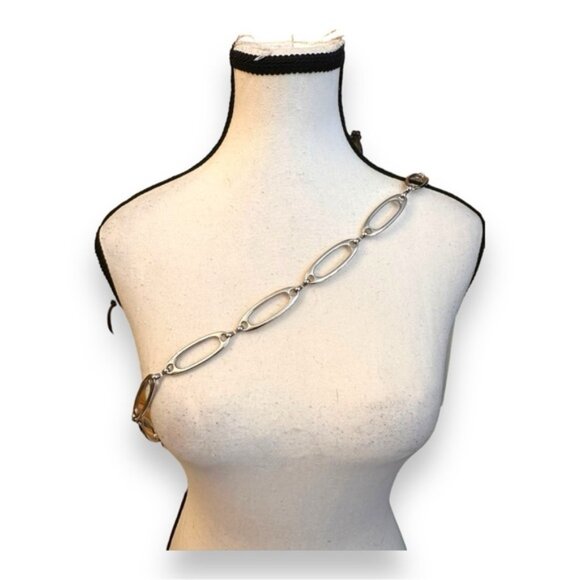 Women’s Silver Open Oval Adjustable Fashion Chain Belt L - 3X 35” - 49” - Picture 1 of 4